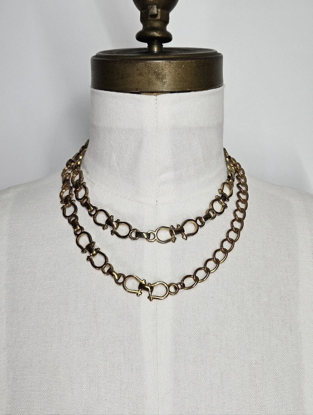 Chain Belt S/M Vintage Antique Copper Gold Gancini Horsebit Equestrian Necklace